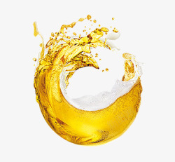 喷溅的啤酒金色啤酒水花高清图片