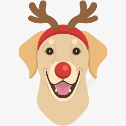 圣诞头饰戴着圣诞驯鹿角装饰的小狗高清图片