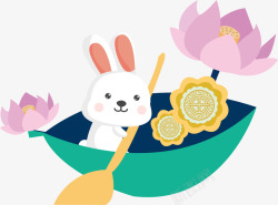 可爱月饼月兔手绘莲花高清图片