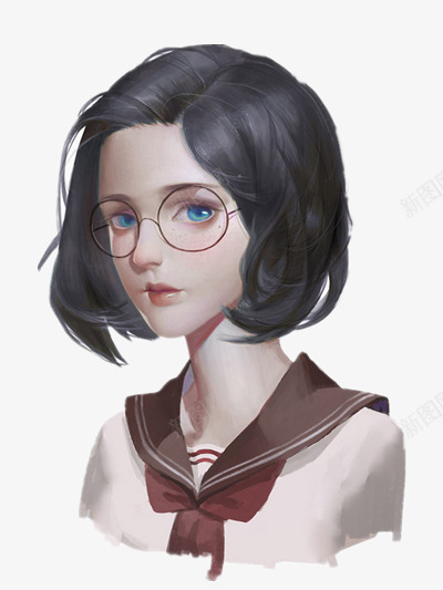 学霸少女png免抠素材_88icon https://88icon.com 卡通少女 眼镜少女 短发少女