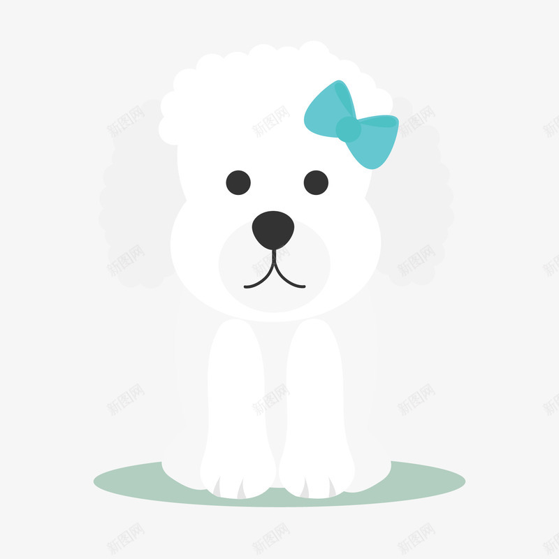 白色小狗卡通插画矢量图ai免抠素材_88icon https://88icon.com 卡通 卡通插画 可爱 小狗 毛茸茸 白色 眼睛 绿色 领结 矢量图