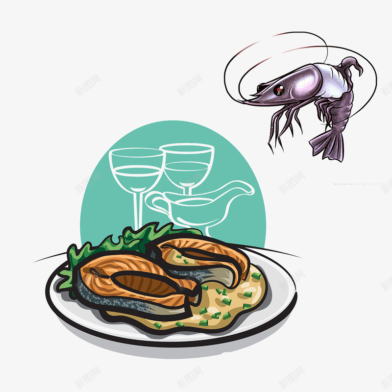 卡通高档特色烤鱼平面装饰psd免抠素材_88icon https://88icon.com 卡通烤鱼 卡通龙虾 烤鱼宣传海报 特色烤鱼 特色菜肴 美味烤鱼 高档烤鱼平面装饰