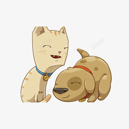 小猫小狗png免抠素材_88icon https://88icon.com 创意 卡通动物 手绘 棕色小狗 简约 黄色小猫