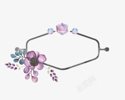 梦幻紫色钻石花朵边框素材