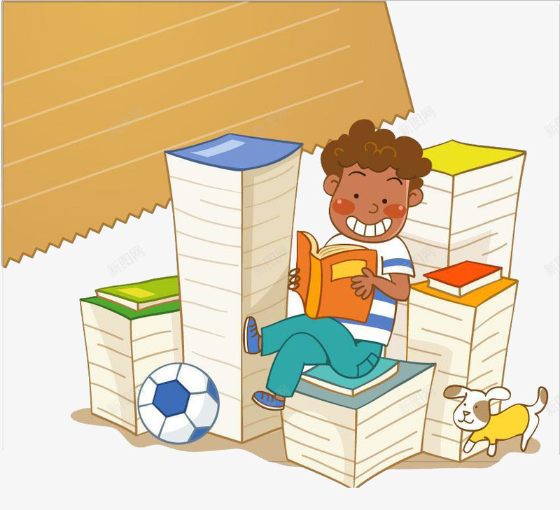 坐在书堆看书的男孩png免抠素材_88icon https://88icon.com png免费素材 卡通小男孩 坐在书堆的人 小狗 读书的人 足球
