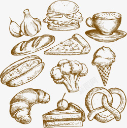 手绘冰淇淋图片手绘面包甜品美食高清图片