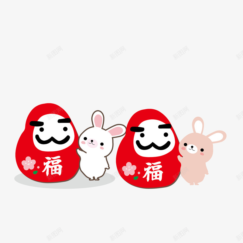 可爱兔子png免抠素材_88icon https://88icon.com 卡通 可爱兔子 喜庆 新年 日式 日本 日风 过年