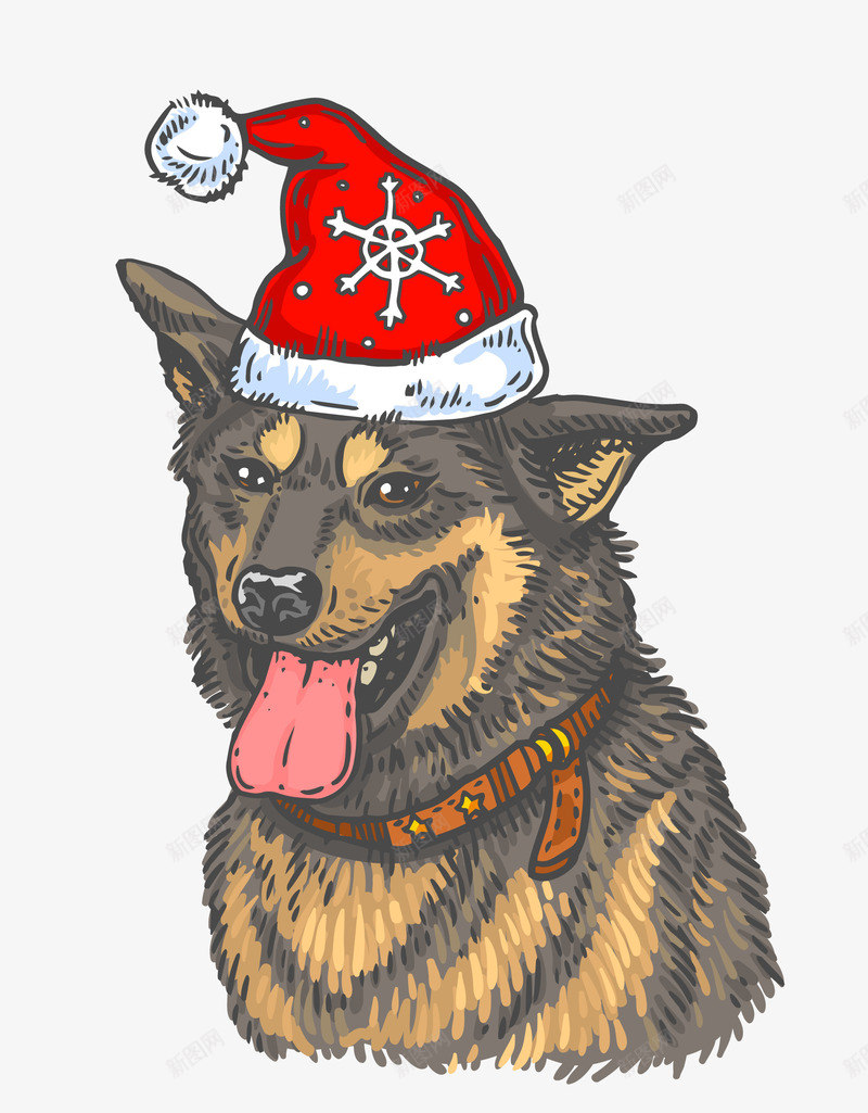 带圣诞帽的手绘小狗png免抠素材_88icon https://88icon.com 动物 卡通动物 圣诞帽 小狗 帽子 手绘动物 狗狗