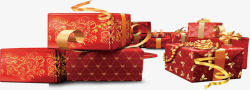 红色中式花纹包装礼物素材