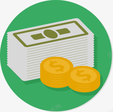 矢量银行绿色圆形货币钱币图标矢量图图标