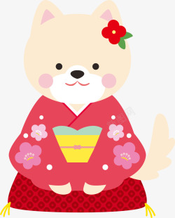 日式和风卡通可爱日式风格小狗矢量图高清图片
