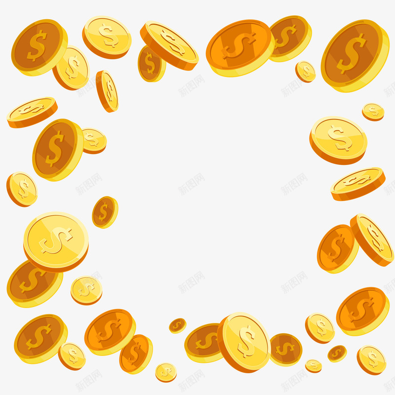 金币的背景矢量图ai免抠素材_88icon https://88icon.com 有钱人 矢量背景 硬币 边框 金币 金色 矢量图