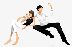 卡通依靠的情侣素材