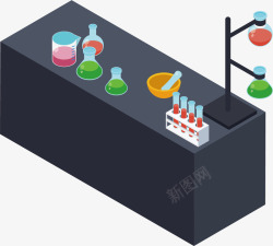 摆满药剂的试验台矢量图素材