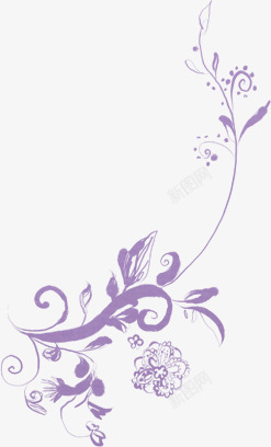 手绘紫色文艺植物叶子素材