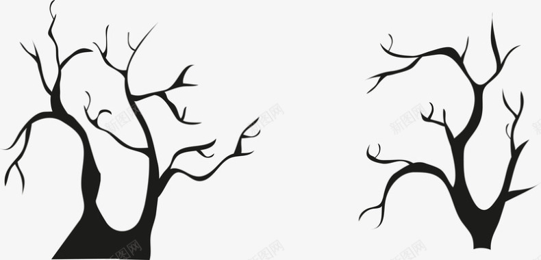 枯木黑色的枯树枝矢量图图标图标