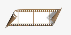 电影胶卷手绘棕色电影胶卷边框高清图片