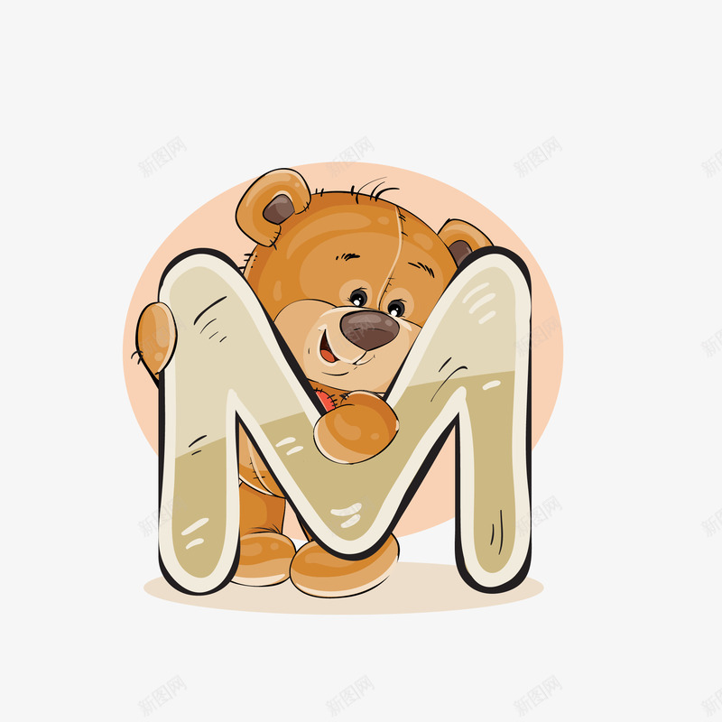 手绘字母M小熊矢量图eps免抠素材_88icon https://88icon.com 卡通可爱 卡通的小熊 可爱卡通 可爱的 字母M 小熊 看图识字卡，看图识字 矢量图