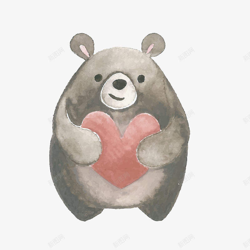 手绘抱着爱心的小熊png免抠素材_88icon https://88icon.com 卡通动物 卡通小熊 手绘小熊 抱着小熊的大熊 红色心形 背景装饰