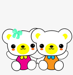 两只卡通可爱小熊玩偶1素材