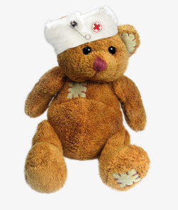 实物小护士帽小熊泰迪玩偶素材