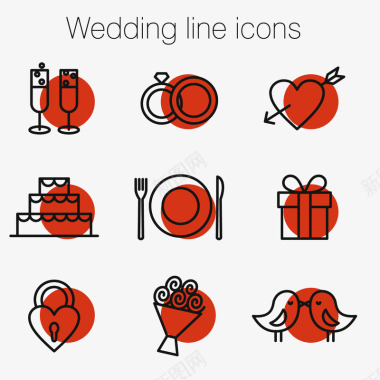 结婚素材结婚类型线性图标矢量图图标