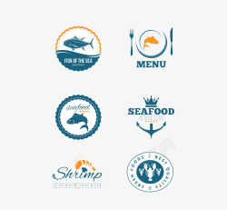 海鲜食品标签矢量图素材