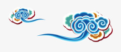 蓝色中国风海浪装饰图案素材