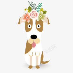 可爱小狗手绘矢量图素材