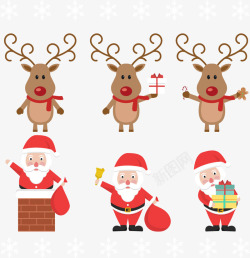 矢量圣诞节烟囱卡通驯鹿和圣诞老人矢量图高清图片