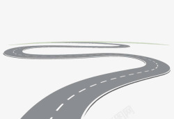 曲折道路灰色手绘柏油公路高清图片