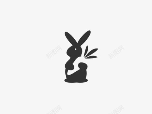 灰色兔子免抠兔子LOGO图标图标