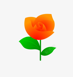 水彩橘色玫瑰花朵素材