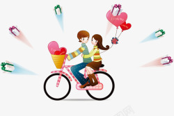 骑自行车情侣素材