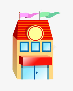 手绘卡通彩色小房子素材