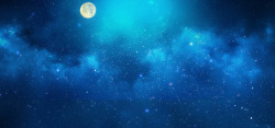 梦幻月亮蓝色星空背景高清图片