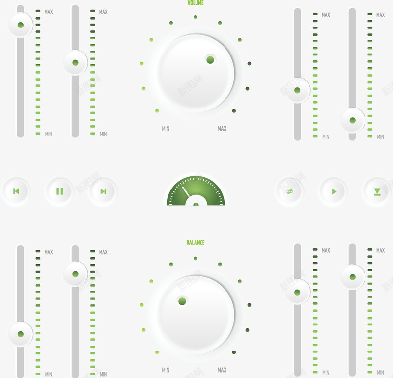 绿色声音调节界面矢量图ai免抠素材_88icon https://88icon.com 声音调节 旋钮 界面设计 矢量素材 绿色 质感 矢量图