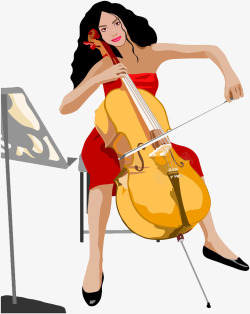拉大提琴的女子素材