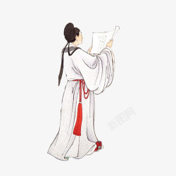 诗歌白色中国风诗人装饰高清图片