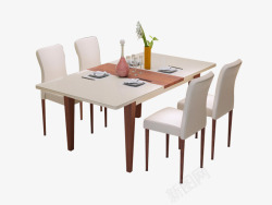 白色现代简约餐桌椅素材