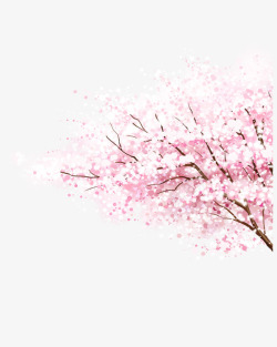 清新唯美粉色樱花树素材