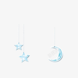 装饰北京和星星月亮淡蓝色素材