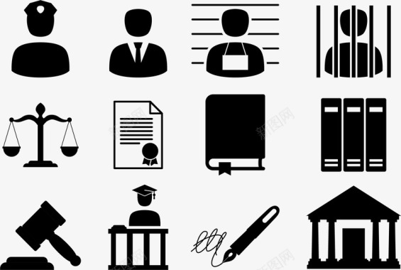 法槌法律书籍法院审判相关图标图标
