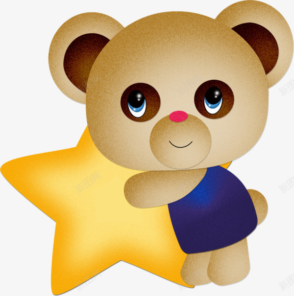 拿五角星的小熊png免抠素材_88icon https://88icon.com 五角星 大熊 小熊 抱着小熊的大熊