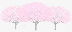 卡通三棵樱花树素材