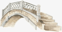 手绘风石拱桥写生矢量图素材