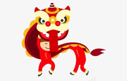 中国风舞狮的小男孩图素材