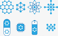 纳米技术生物科学纳米技术蓝色图标高清图片