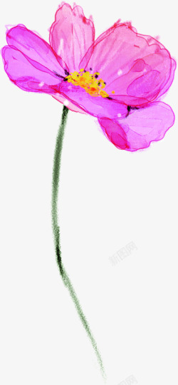 粉色水彩春季文艺花朵素材