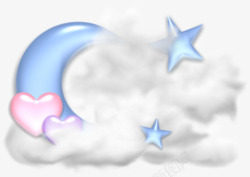 月亮星星爱心云层素材